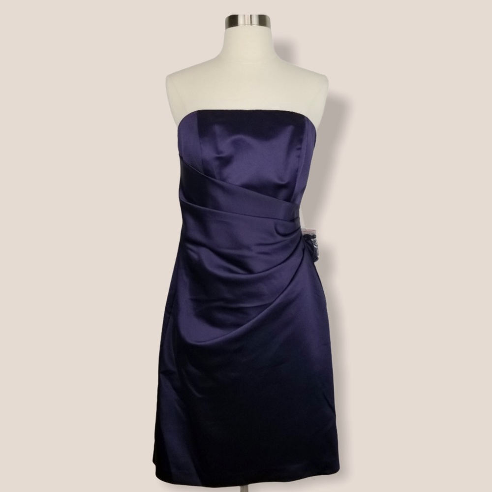 Davids Bridal Short Bridesmaid Dress Purple F44026